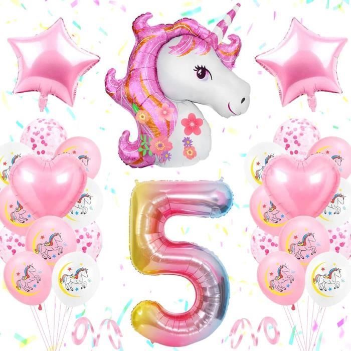 T-Shirt Anniversaire 5 Ans Fille - Message Drôle "J'peux Pas J'ai 5 Ans" - Cadeau Licorne Mignon