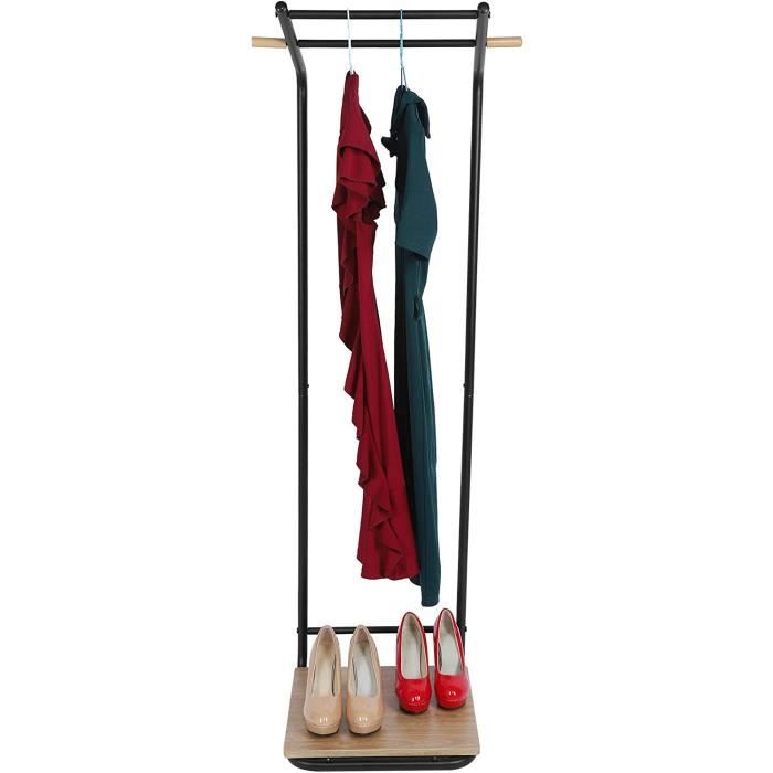MULSH Vêtements Rack Multifonction Coin Tringle à vêtements Porte-Manteau avec Suspension et Durable 2 étages étagère pour Chaussures de Rangement pour vêtements en Blanc 