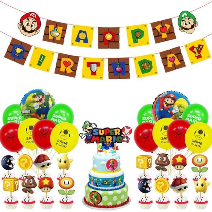 Fournitures De Fete Super Mario Ballons D Anniversaire Mario Banniere De Joyeux Cake Topper Pour Enfants Garcons Filles Decorati317 Cdiscount Maison