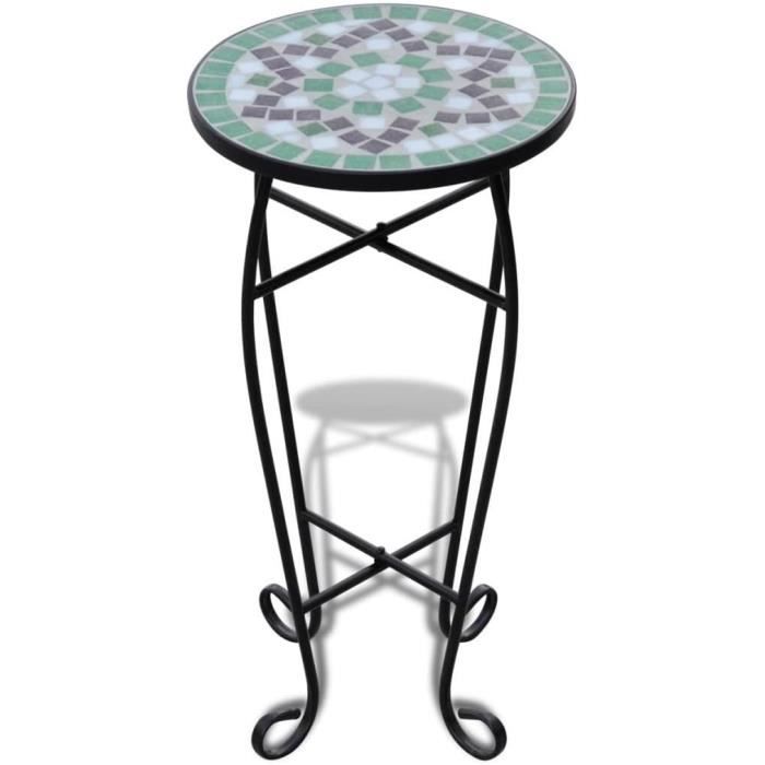 tables de jardin vidaxl table d'appoint motif mosaïque vert et blanc sellette mosaïque support plantes 99503