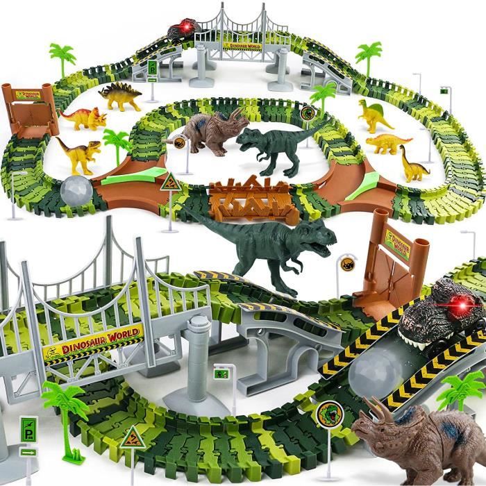 Ifundom Voiture Dinosaure Lumineuse – Jouet à Pile (AA Non Incluse) Compatible Avec Circuits De Course, ABS – Cadeau Enfant Pour Piste Ou Jeu De Rôle