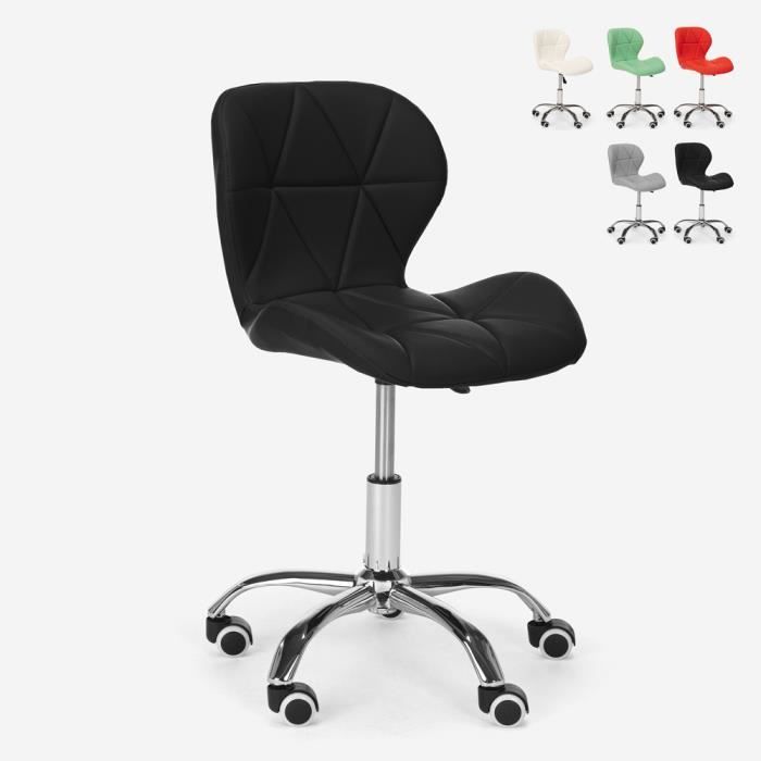 chaise pivotante tabouret de bureau roues réglables en hauteur ratal - couleur:noir