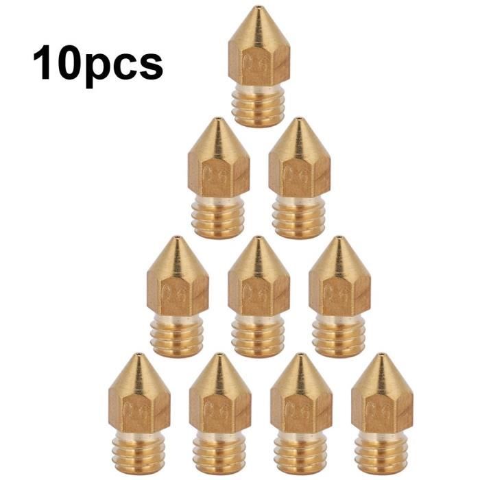 CHE Lot de 10 buses d'extrudeur en laiton MK8 pour imprimante 3D CR-10 CHE Lot de 10 buses d'extrudeur en laiton MK8 pour imprimante 3D CR-10