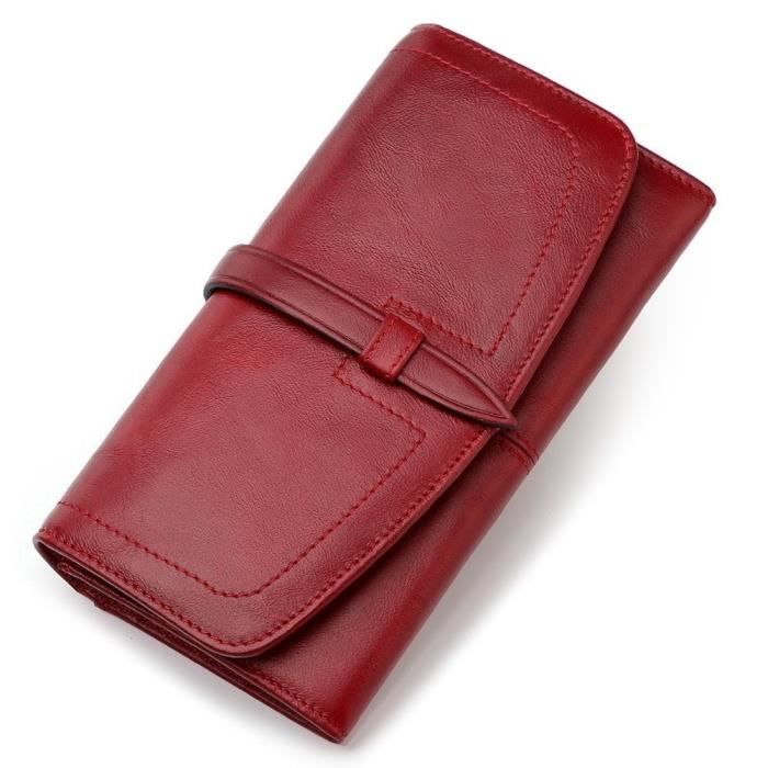 Portefeuille en cuir-Rouge