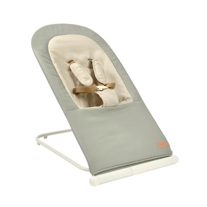 BÉABA Transat Pliable 3 inclinaisons en 1 Bouton Ultra Compact et Fin Eazy Relax Lichen