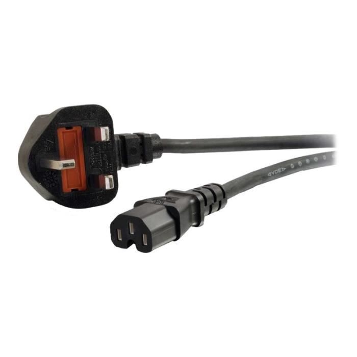 C2G 250 Volt Hot Condition European Power Cord Rallonge de câble d'alimentation CEE 7-7 (M) pour IEC 60320 C15 (M) CA 250 V 2 m…
