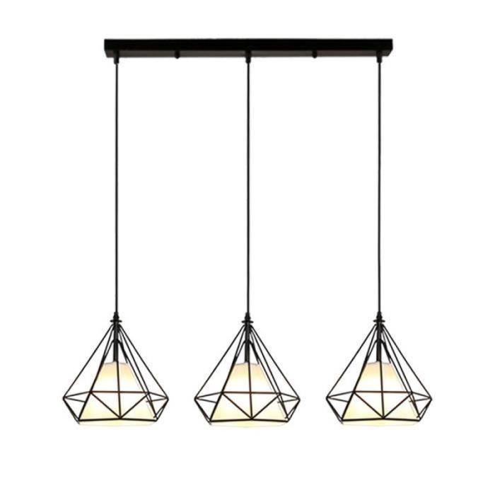 Lampe Suspendue Noire 5 Têtes Lights Métal Fer Cage Pendentif Lumière Suspension Vintage Loft Lustres Industrielle Éclairage Plafond E27 Réglable En Hauteur Salon Restaurant Chambre Salle Étudier