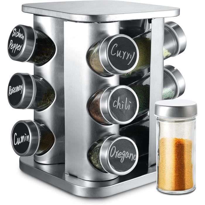Présentoir Épices Rotatif 16 Pots 24cm - Rangements à Épices