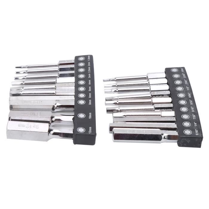 QUARKZMAN Embout De Tournevis Hexagonal à Extrémité Sphérique Ensemble 2.5mm (H2.5) Taille 1/4" Tige Hexagonale 50mm (2") Longueur Embouts à Rotule Magnétique Métrique En Acier S2