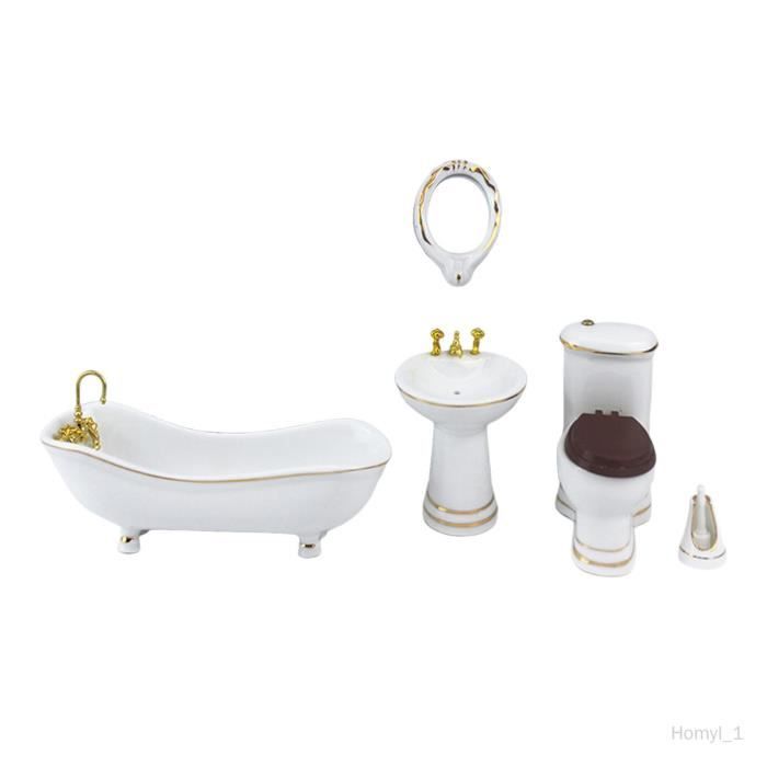 12 Pièces Accessoires Miniatures Salle De Bain Maison De Poupée - Kit Coiffure Et Toilette Réaliste