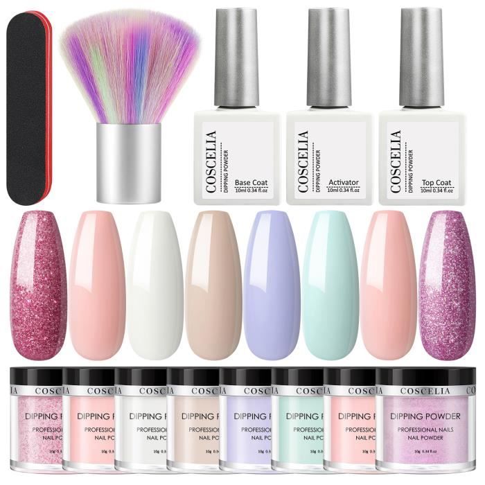 COSCELIA Dipping Powder Nails Set Dip Nails System Poudre 8 Couleurs