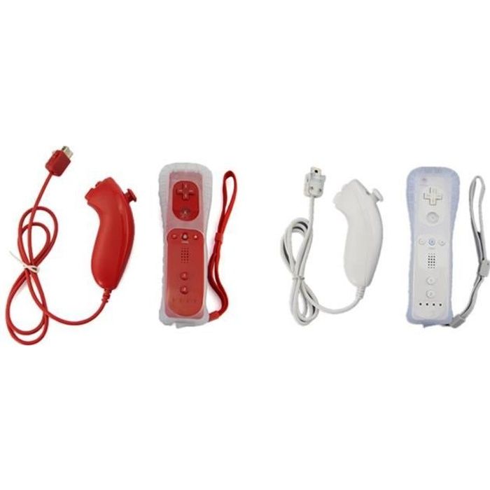 2 Manettes Wii Motion + 2 Nunchuck rouge et blanc - Cdiscount Informatique