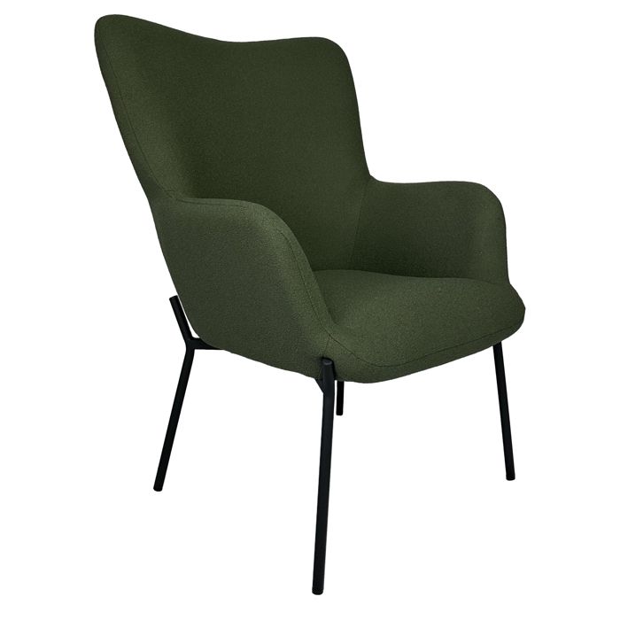 Fauteuil en tissu boucle vert kaki EIRA Fauteuil en tissu boucle vert kaki EIRA