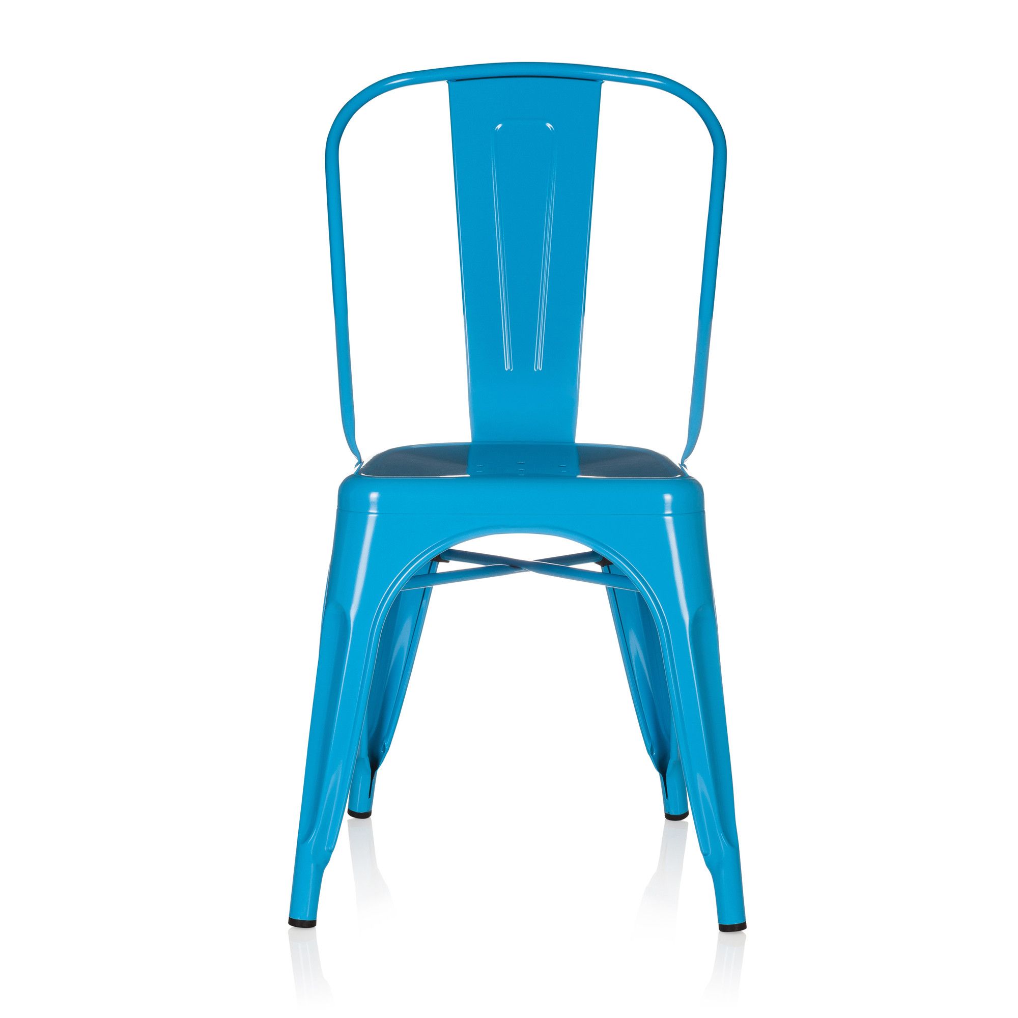 chaise bistrot en acier vantaggio comfort - hjh office - bleu clair - empilable et robuste