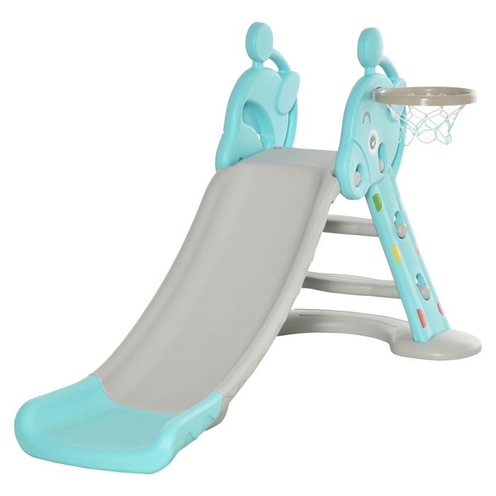 AIYAPLAY Toboggan Pour Enfants – 18-36 Mois – Capacité 30 Kg – Glissière 135 Cm – Marches Antidérapantes – Thème Spatial Fusée – Stabilité Triangulaire – Intérieur/extérieur – Bleu – Jeu Sécurisé