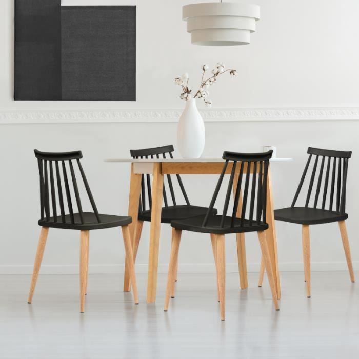 ID MARKET - Lot de 4 chaises LILY noires pour salle à manger - Cdiscount  Maison