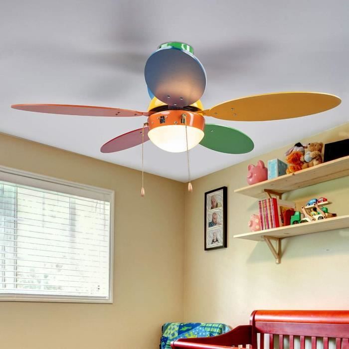 Lampenwelt Ventilateur De Plafond Avec Eclairage Pour Chambre D Enfant Corinna Cdiscount Electromenager