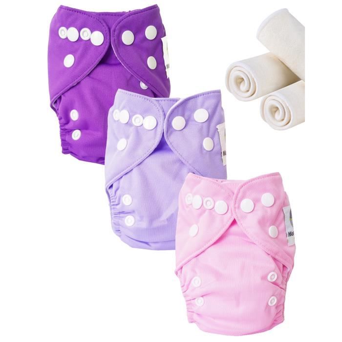 Couches lavables Newborn Te1 Lilas MAMAN ET BB NATURE Mixte 3 inserts inclus Cdiscount
