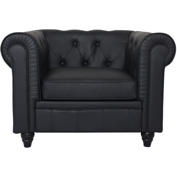 fauteuil chesterfield menzzo noir - style classique - intemporel - relaxation