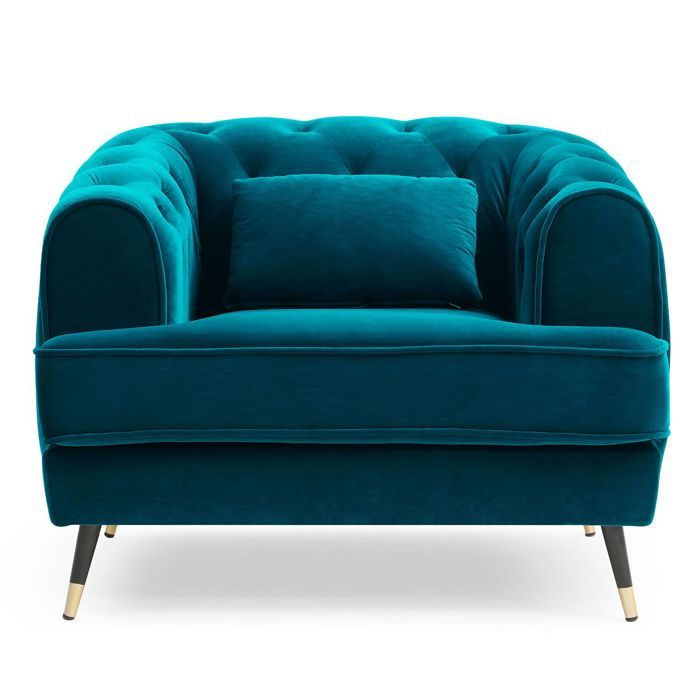 MENZZO Fauteuil capitonné style boudoir Glams Velours Bleu canard MENZZO Fauteuil capitonné style boudoir Glams Velours Bleu canard