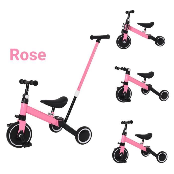 Tricycle évolutif pour enfant MENGDA Rose 5 en 1 Siège et poignée