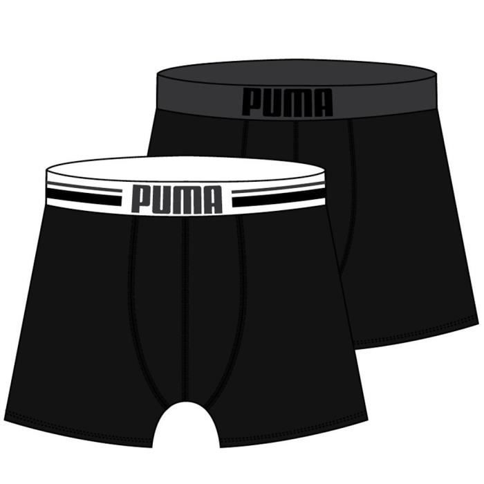 PUMA Lot de 2 Boxers Homme Coton PLACED LOGO Noir Noir - Cdiscount ...