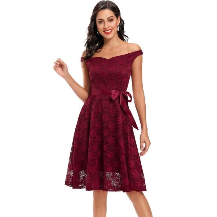 Robe Femme mi longue Dentelle sexy Confortable Classique Mode