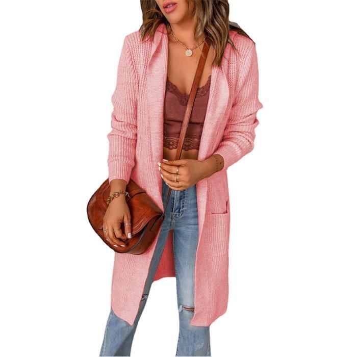 Gilet Cachemire Femme Pull Chic Et Elegant Hiver Cardigan Ruban Rose