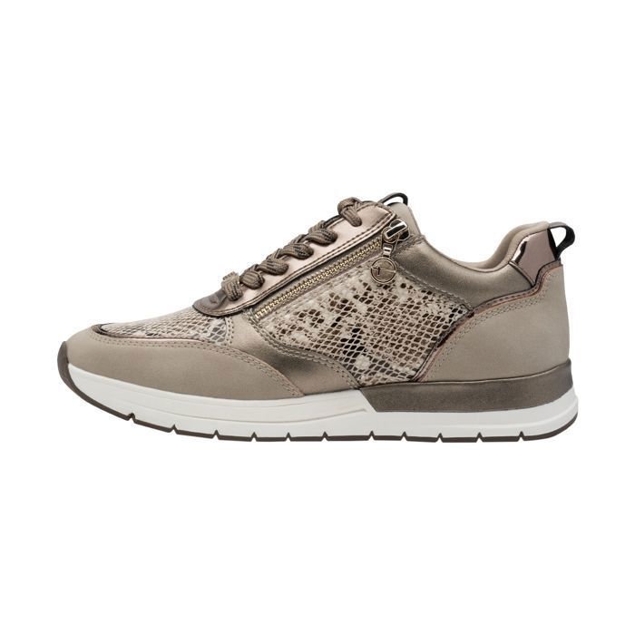 tamaris Basket Basse à Lacets Tamaris Essentials - Taupe Serpent