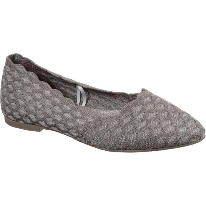 Chaussure en toile à enfiler Skechers Cleo Honeycomb pour femme - Taupe foncé - Plat - A élastique