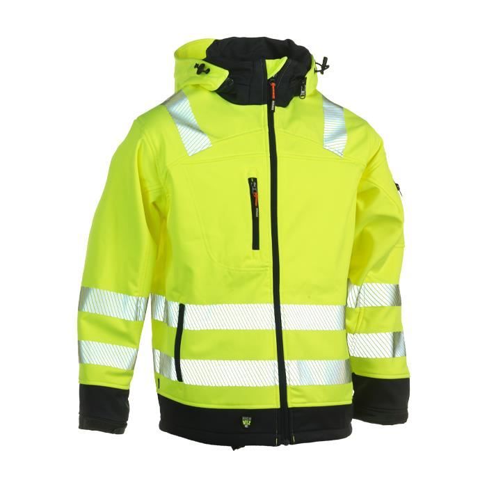 Veste softshell thermique haute visibilité respirante déperlante coupe-vent multipoche - JAUNE-BLEU MARINE - S - Highviz Veste softshell thermique haute visibilité respirante déperlante coupe-vent multipoche - JAUNE-BLEU MARINE - S - Highviz