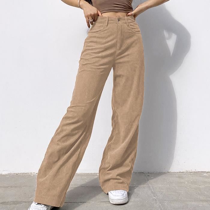 Pantalon large et droit taille haute