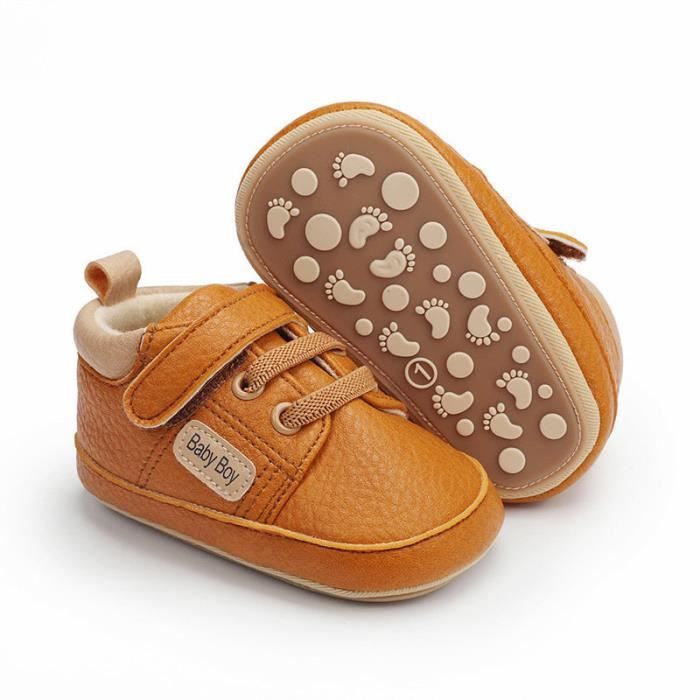 chaussures premiers pas bebe garcon bicolores - hobiz brun bebe