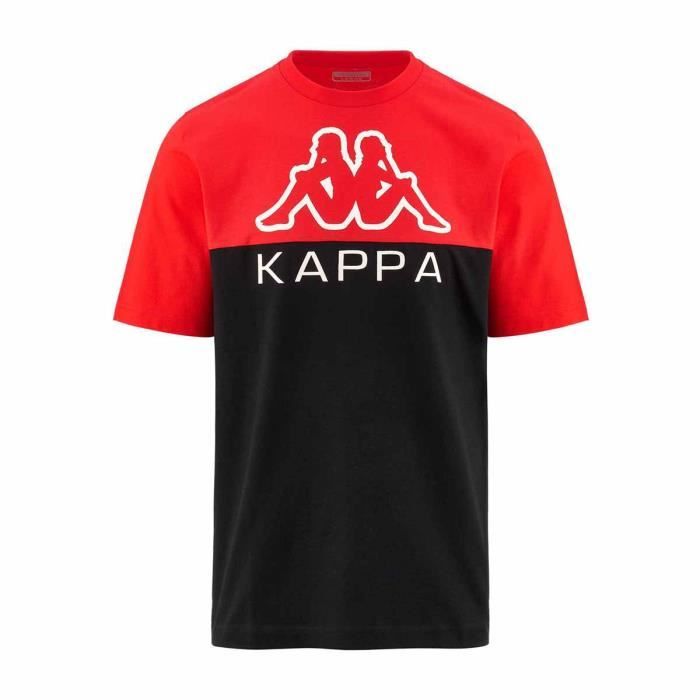 T-shirt homme KAPPA Emir Sportswear - Rouge et noir - Manches courtes 100% coton