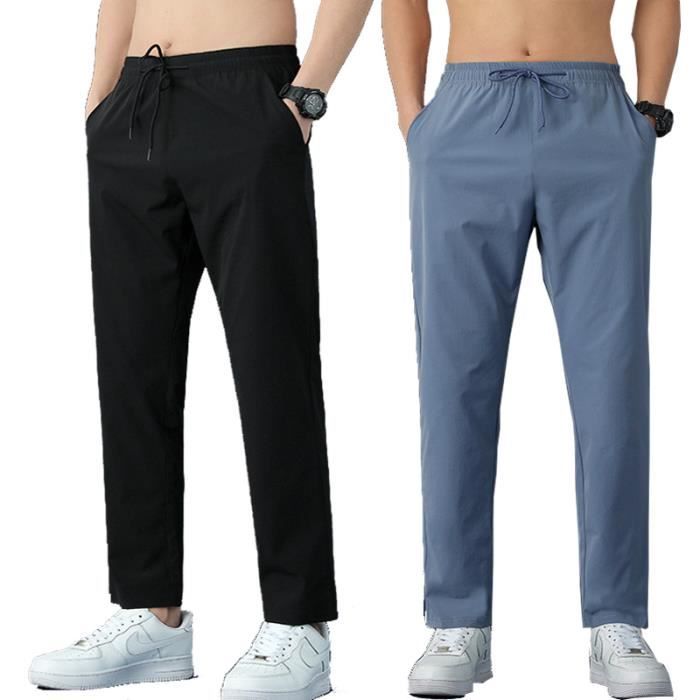 Lot de 2 Pantalon de survêtement Homme Sportswear Séchage Rapide Jogging Slim Fit élastique Soie couleurs multiples