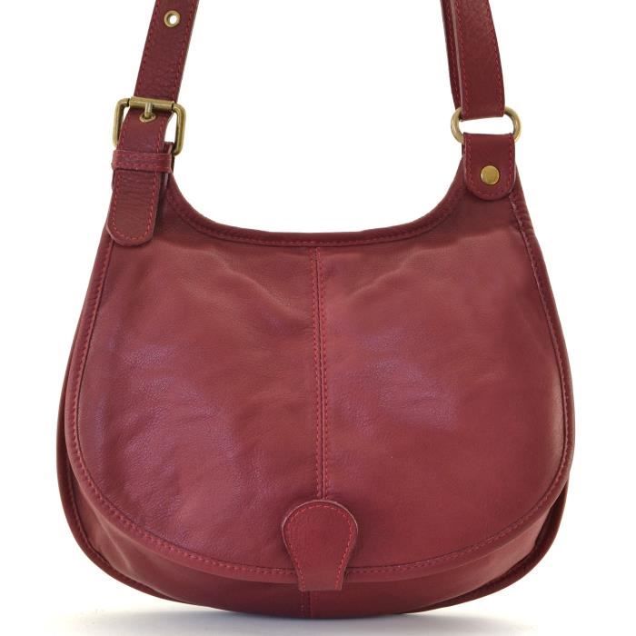 oh my bag sac à main cuir souple femme cartouchière bordeaux