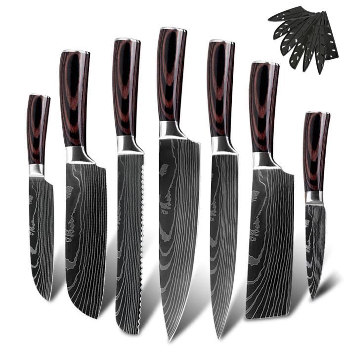 Set De 3 Couteaux De Cuisine En Acier Inoxydable - Noir - Modèle B462 - Neuf Sous Emballage