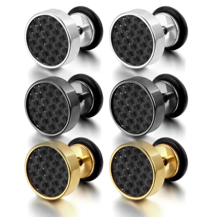 Boucles D'oreilles Homme Acier Et Pierre Blanche LED Multicolore - Clips