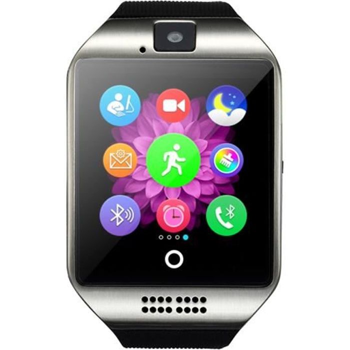 Argenté Bluetooth Montre Smart Watch Q18 Montre Avec Caméra Soutien Sim TF  Carte Pour Apple ios Android Phone
