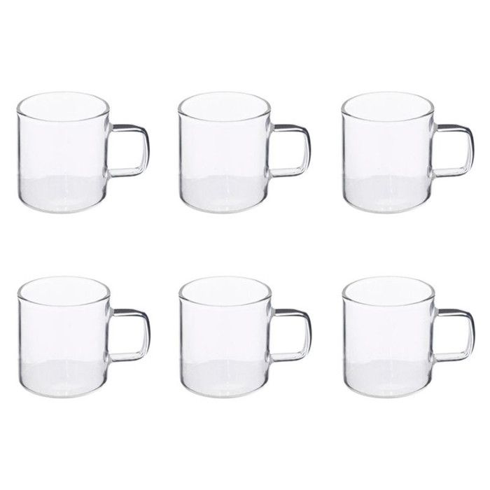 Lot De 4 Tasses à Café En Verre Vintage - 400 Ml - Avec Cuillères