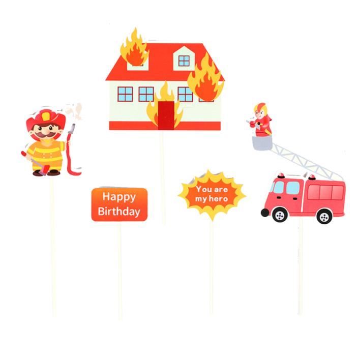 5 Pieces Gateau Topper Decoratif Durable Pompier En Forme De Camion De Pompiers Cupcake Pics Pour Anniversaire Support A Decorer Cdiscount Beaux Arts Et Loisirs Creatifs