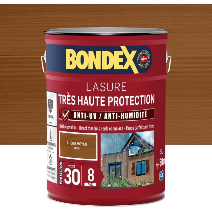 BONDEX - Lasure 8 ans - Indice 30 - Chêne Moyen - Satin - 5L