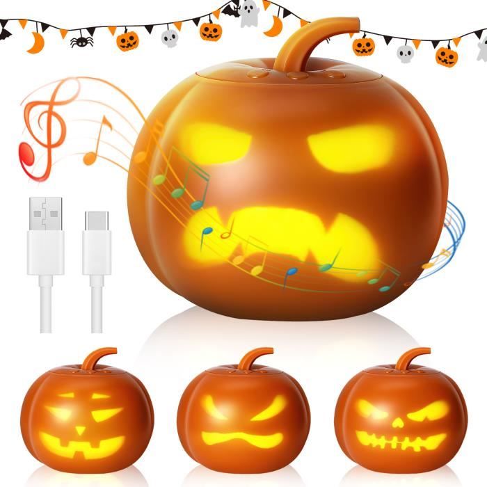Lot De 3 Lanternes Citrouille LED – Bougies Citrouilles Lumineuses Sans Flamme, Décoration Halloween & Automne En Résine
