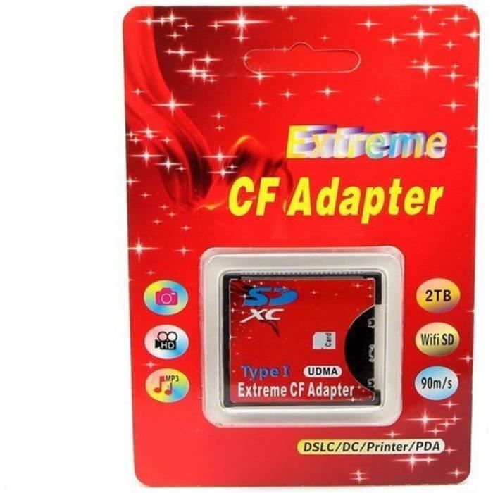 Adaptateur Carte Mémoire SD/SDHC/SDXC/MMC Vers CompactFlash Type I - Support UDMA, SD WiFi - Pour Appareils Photo Anciens - 12