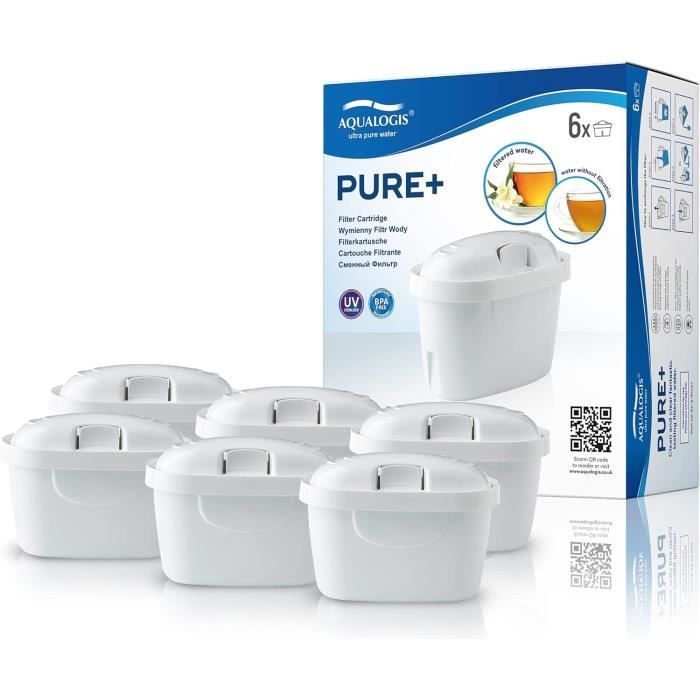 Aqualogis Pure Cartuchos De Filtro De Agua Compatibles Con Maxtra Plus Y XL Jugs Con Style, Mavea, Elemaris, Marella, Tassimo (6