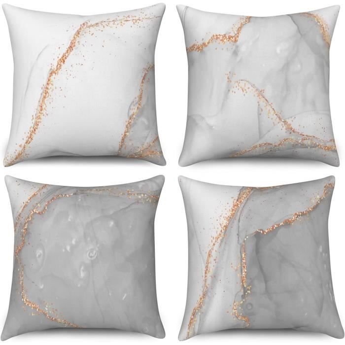 FDTERN Lot de 4 Boho Housse de Coussin 45x45 Crème Taupe Gris Dégradé Neutre Décoratif Housses