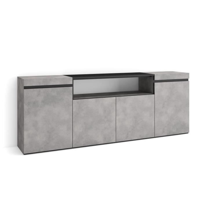 Buffet salon et cuisine Meuble de Rangement Commode 200x35x75cm 4 Portes Ciment RF2284 Buffet salon et cuisine Meuble de Rangement Commode 200x35x75cm 4 Portes Ciment RF2284