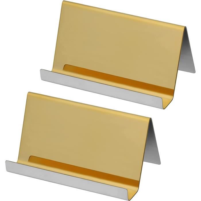 Porte-Cartes De Visite Métalliques BELLE VOUS - Lot De 2 - Doré - Acier Inoxydable - Pour Bureau