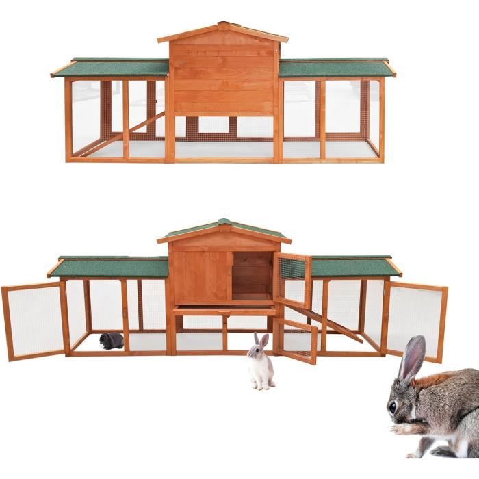 Clapier Pour Lapin – Grande Cage Intérieur/extérieur En Fer Galvanisé, 5 Portes, Sans Fond – Pour Lapins, Cochons D'Inde, Rongeurs. - 2