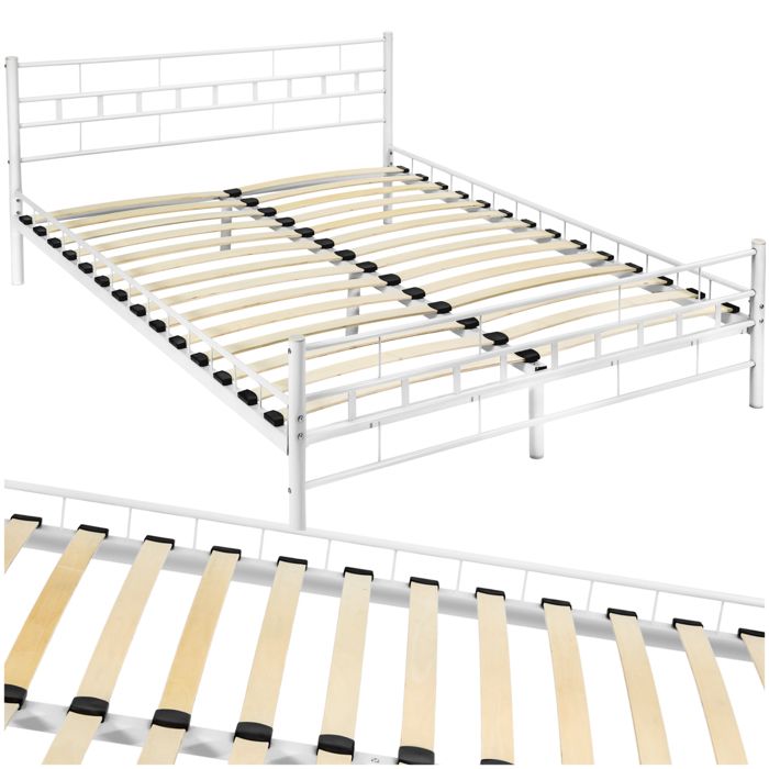 Tectake lit design moderne avec sommier - 200 x 140 cm - blanc 401721